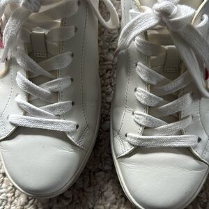 lTory Burch leather sneaker with signature logo. White